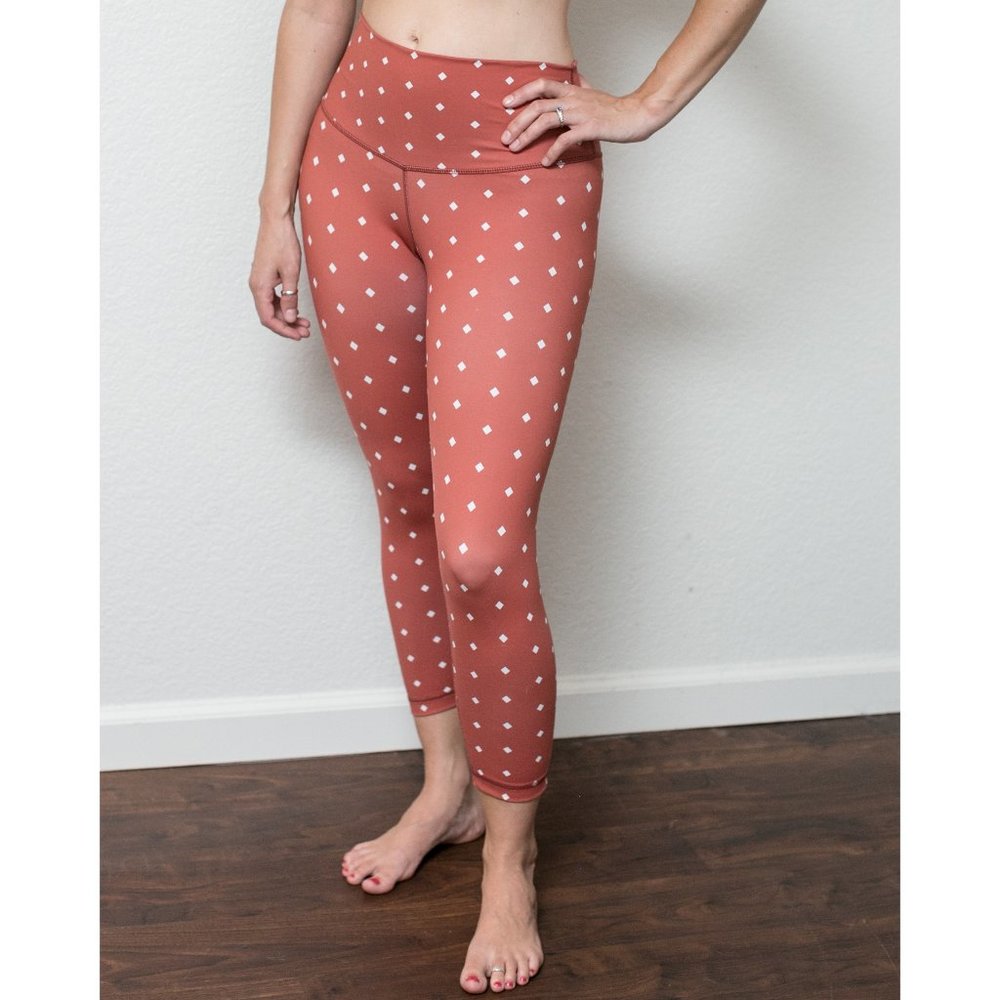 Burnt Orange Square Dotted Leggings